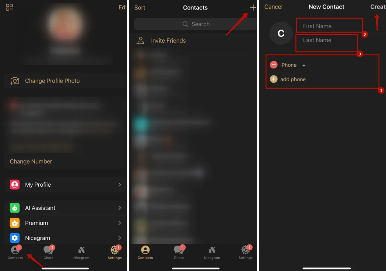 Nicegram iPhone version for contacts