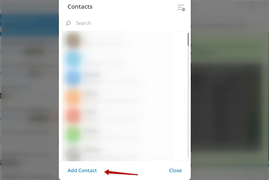 Telegram contact page