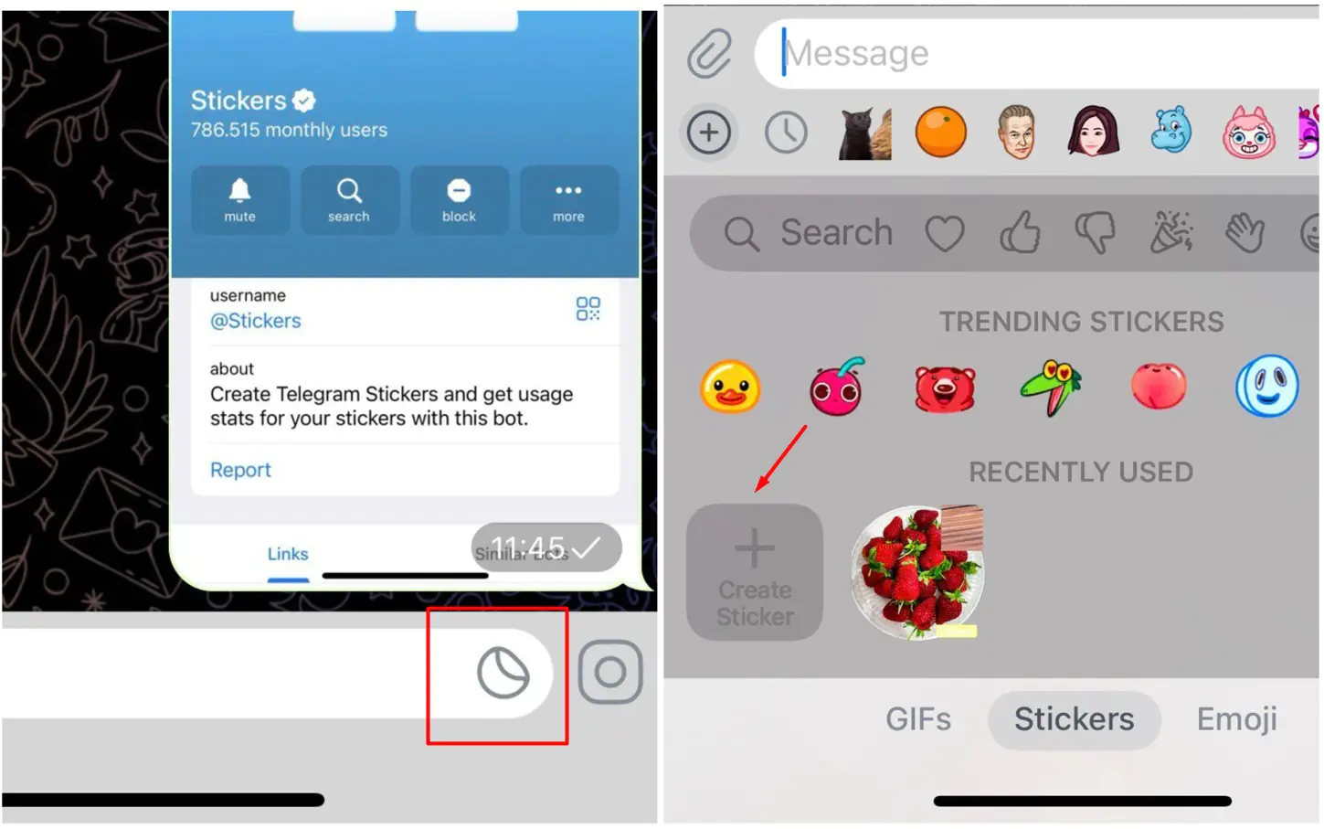 Telegram editor stickers creation