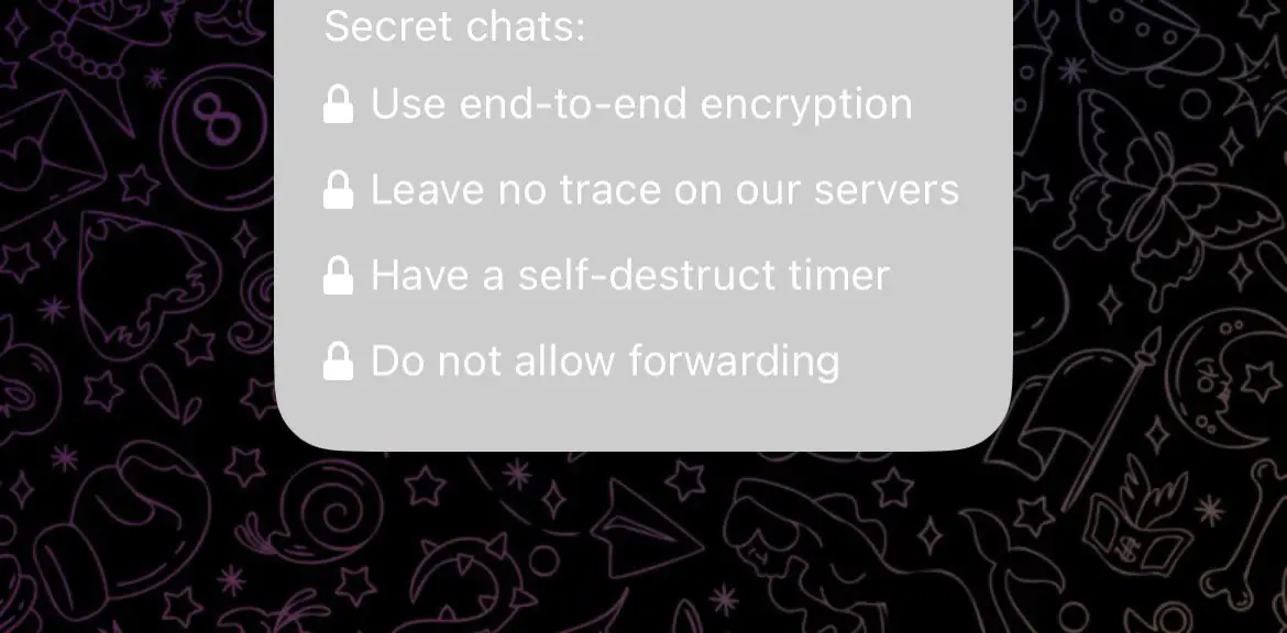 Secret chat on iOS settings